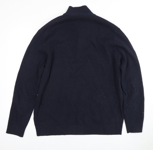 Marks and Spencer Men's Blue Full Zip 2XL Jumper