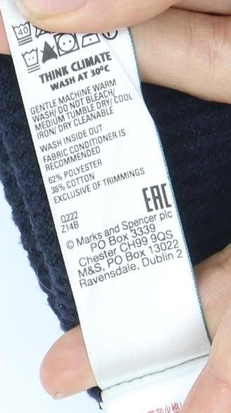 Marks and Spencer Men's Blue Full Zip 2XL Jumper