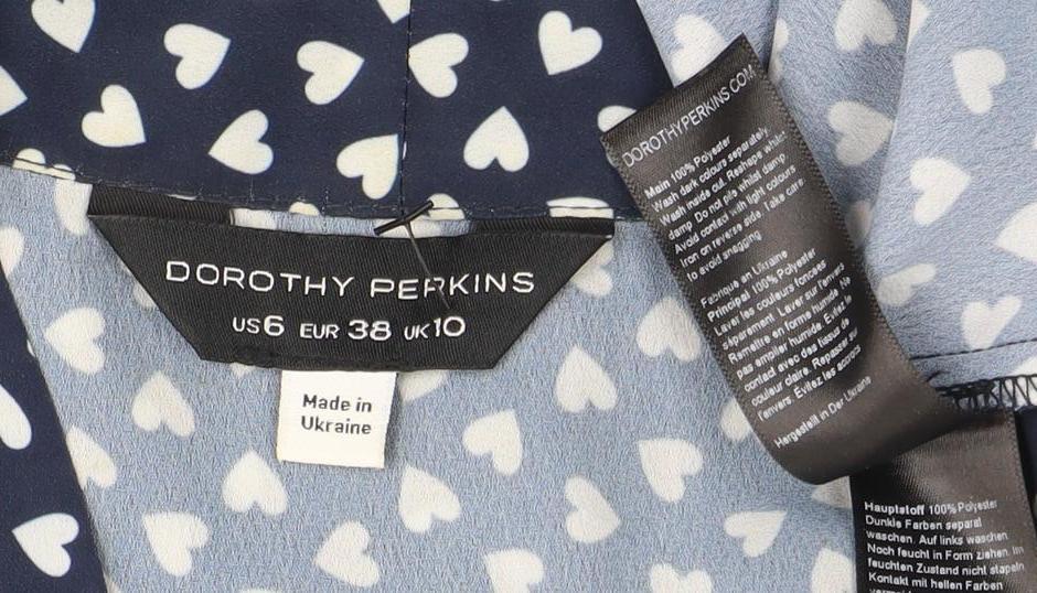 Womens UK Size 10 Dorothy Perkins Blue Basic Blouse