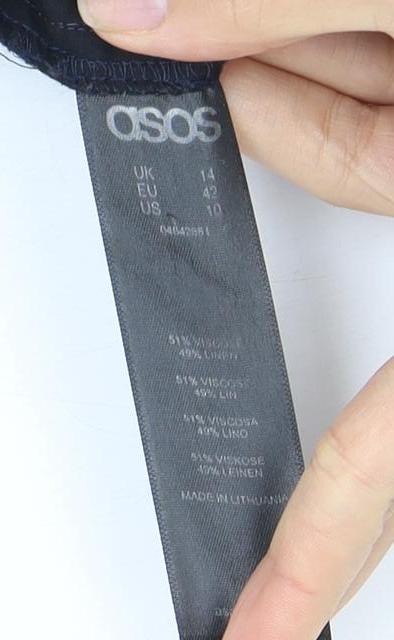 Womens UK Size 14 ASOS Relaxed Fit Casual Black Trousers