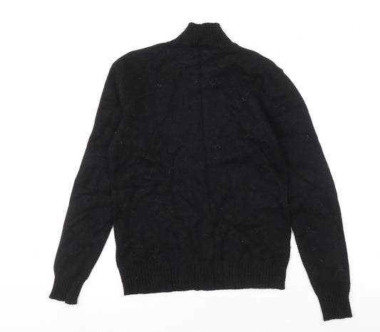 VILA Black Pullover Jumper M Unisex High Neck Knit