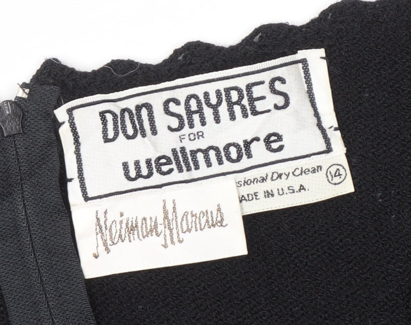 Close-up detail of Don Sayres Black Embroidered Dress Long Sleeve