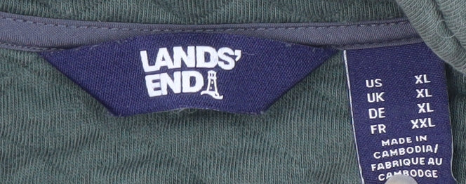 Mens UK Size XL Lands' End Green Henley Sweatshirt