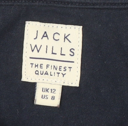 Jack Wills Women's Blue Cotton T-Shirt, Size 12, Casual Wear
