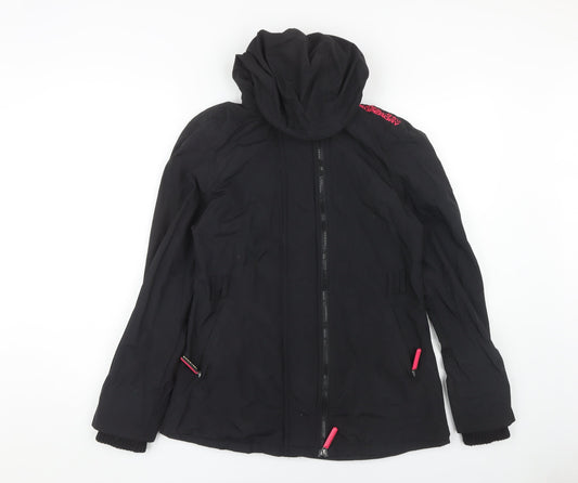 Womens UK Size M Superdry Black Windbreaker Coat