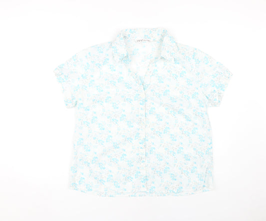 Womens UK Size 16 EWM Blue Basic Button-Up