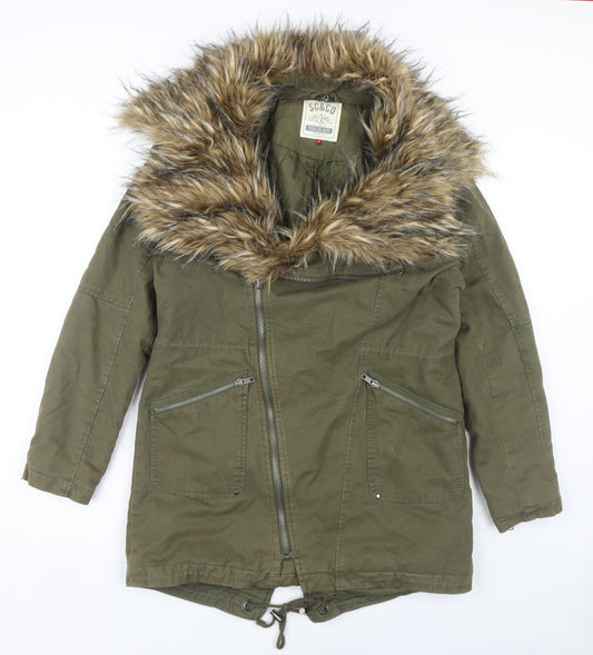 Womens UK Size 10 SoulCal & Co Green Parka Coat