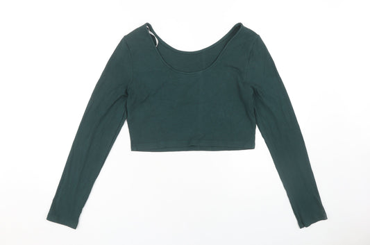 Womens UK Size 16 Apricot Green Cropped T-Shirt