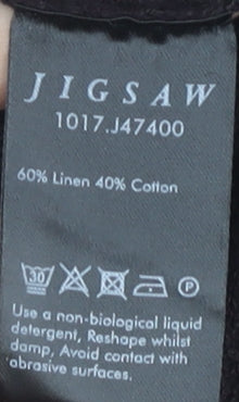 Jigsaw Women's Black Linen-Cotton V-Neck Jumper XS