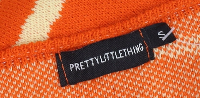 PrettyLittleThing Orange Halter Knitted Dress - Small