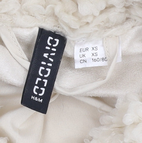 H&M Women's Ivory Fleece Bomber Jacket XS