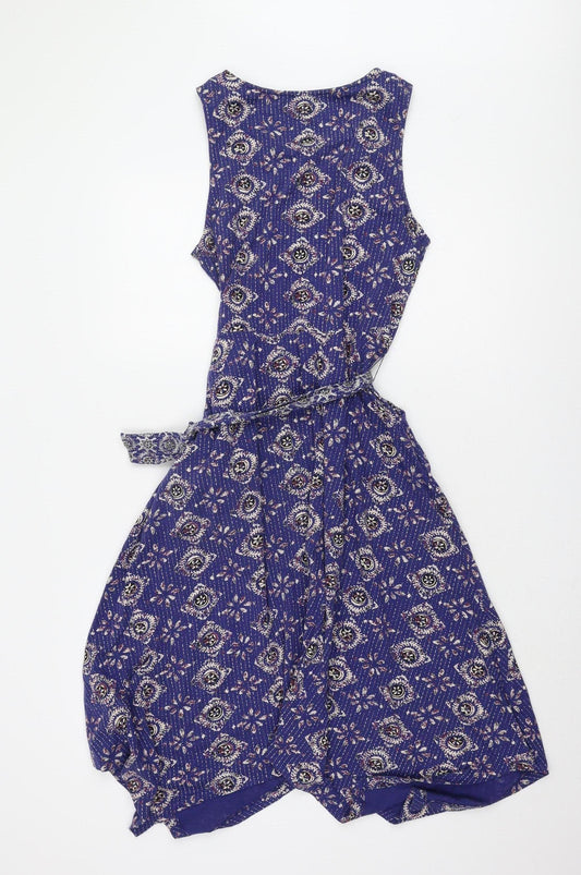 Fat Face Women's Blue Geometric Jersey Dress, Size 14