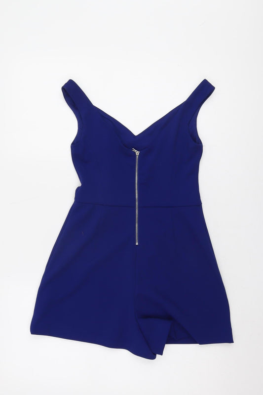 Zara Women Blue Sleeveless V-Neck Playsuit S