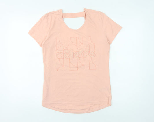 Additional front view of Adidas Women's Pink M Basic T-Shirt Climalite