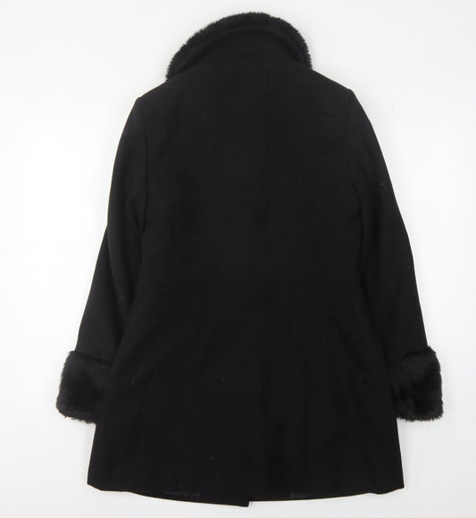 Womens UK Size 12 Debenhams Black Overcoat