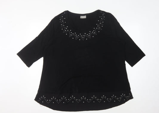 Womens UK Size L C&A Black Basic T-Shirt