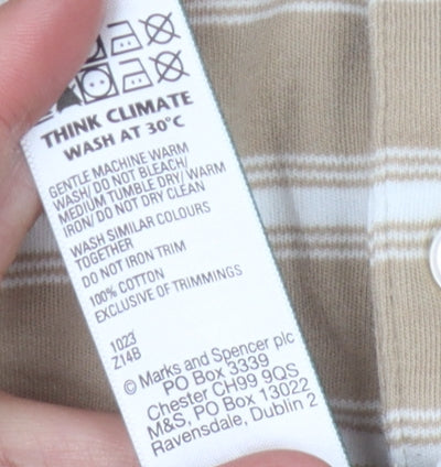 Marks & Spencer Men's Beige Striped 2XL Polo Shirt