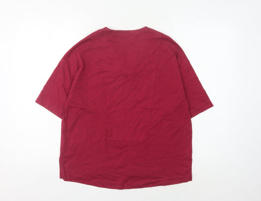 John Lewis Women's Red V-Neck T-Shirt Size S