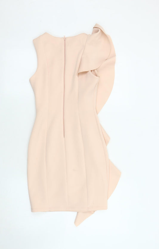Miss Selfridge Petites Beige Bodycon Dress UK 4