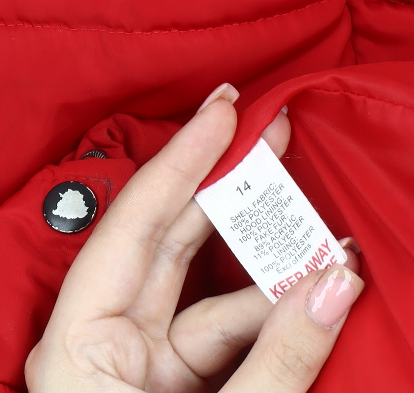 Womens UK Size 14 Studio Outerwear Red Puffer Jacket