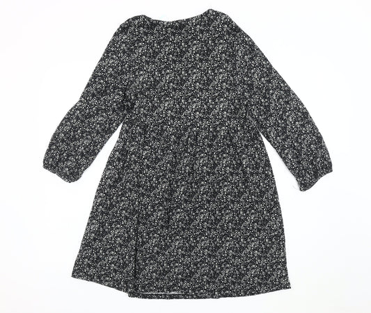 Pull & Bear Women's M Black A-Line Floral Dress