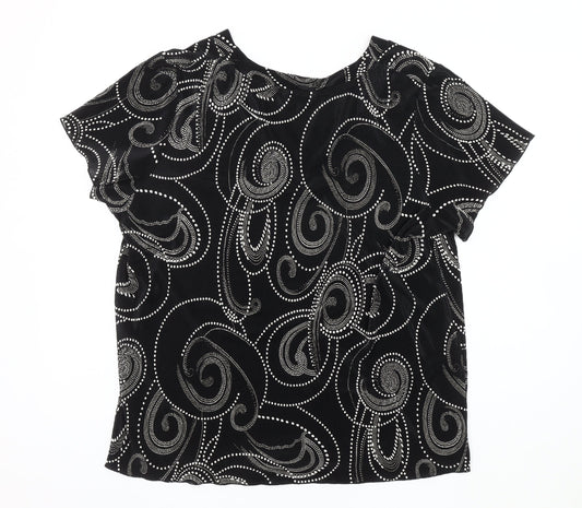 Evans Women's Black Geometric V-Neck Plus Top