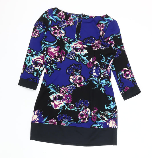 M&Co Women's Multicoloured Floral 3/4 Sleeve Dress