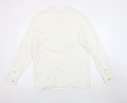 Bershka Women's White Relaxed Button-Up Shirt 10