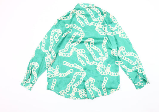 Womens UK Size 14 Et Vous Green Basic Button-Up