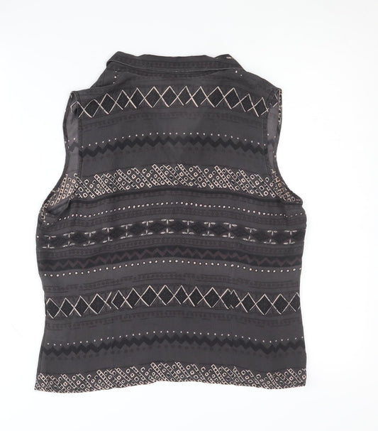 Minuet Women's Black Sleeveless Silk Blouse - Size 14