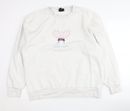 Additional front view of Ellesse Women's White Sweatshirt UK 8 with Logo Design
