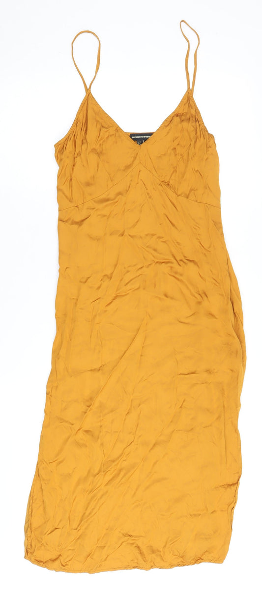 Superdry Women's Yellow Slip Dress, Size 10, V-Neck, Summer Ready