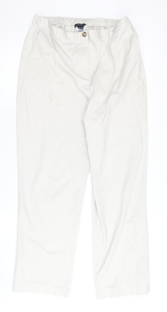 Womens UK Size 16 Lands' End Classic Fit Chino Ivory Trousers