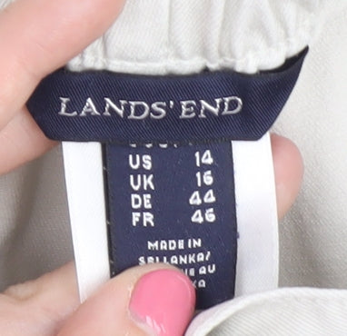 Womens UK Size 16 Lands' End Classic Fit Chino Ivory Trousers