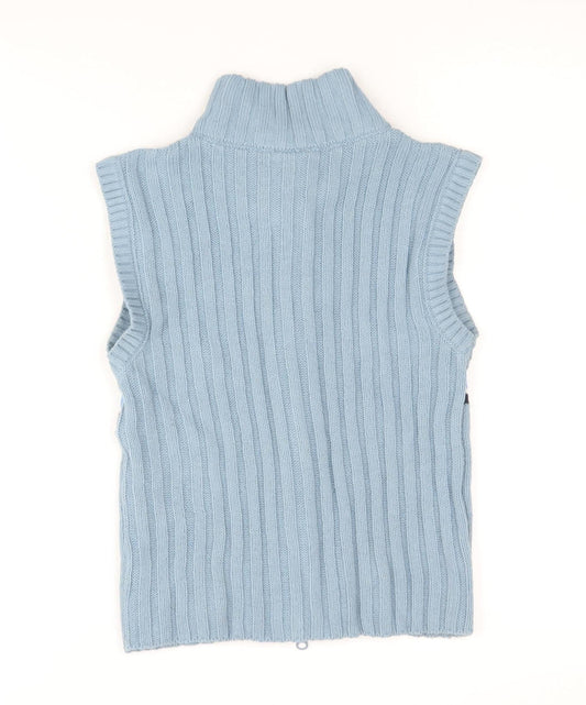 iets frans Blue Women's Waistcoat M, 90s Style, Logo Accent