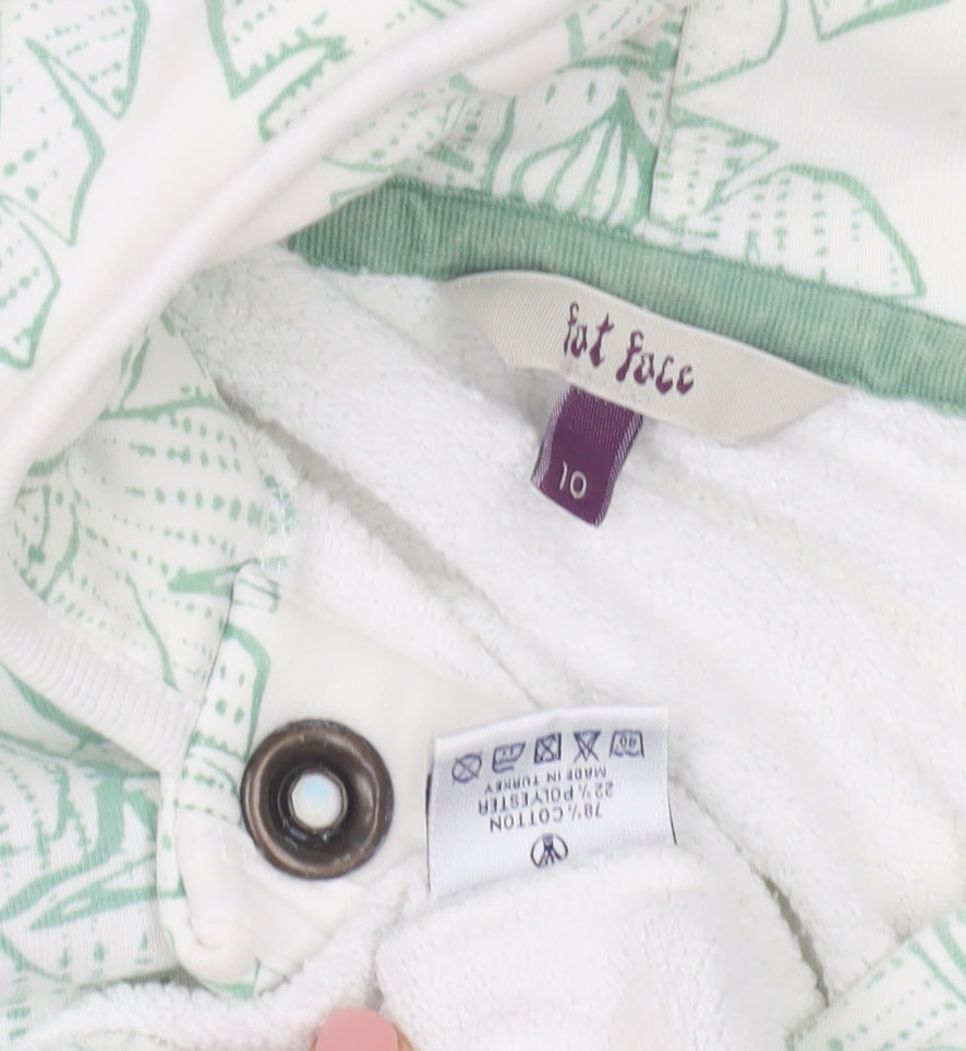 Womens UK Size 10 Fat Face White Henley Hoodie