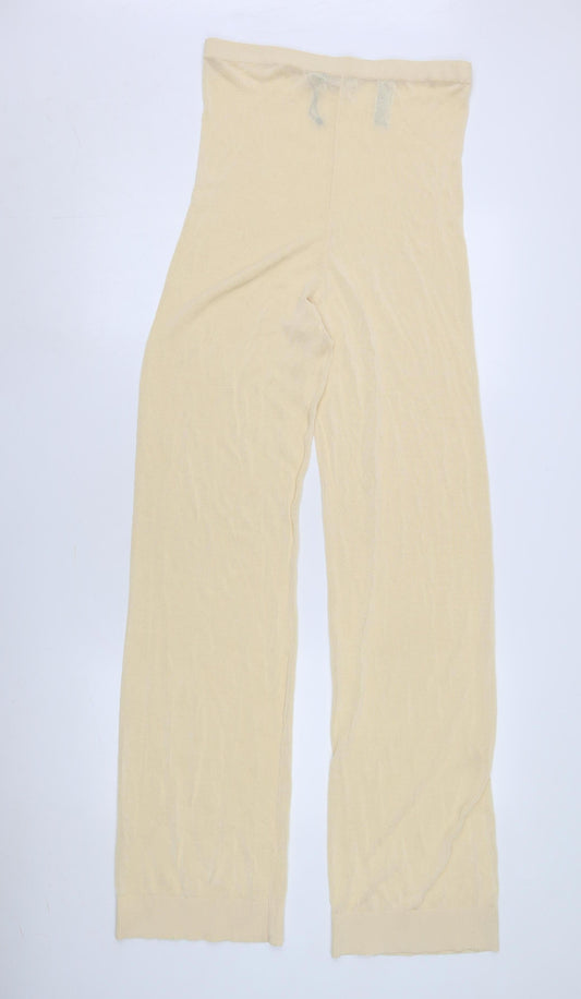 Womens UK Size L Zara Regular Fit Ivory Trousers