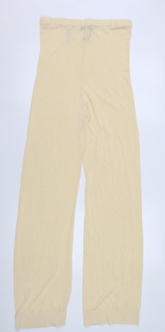 Womens UK Size L Zara Regular Fit Ivory Trousers