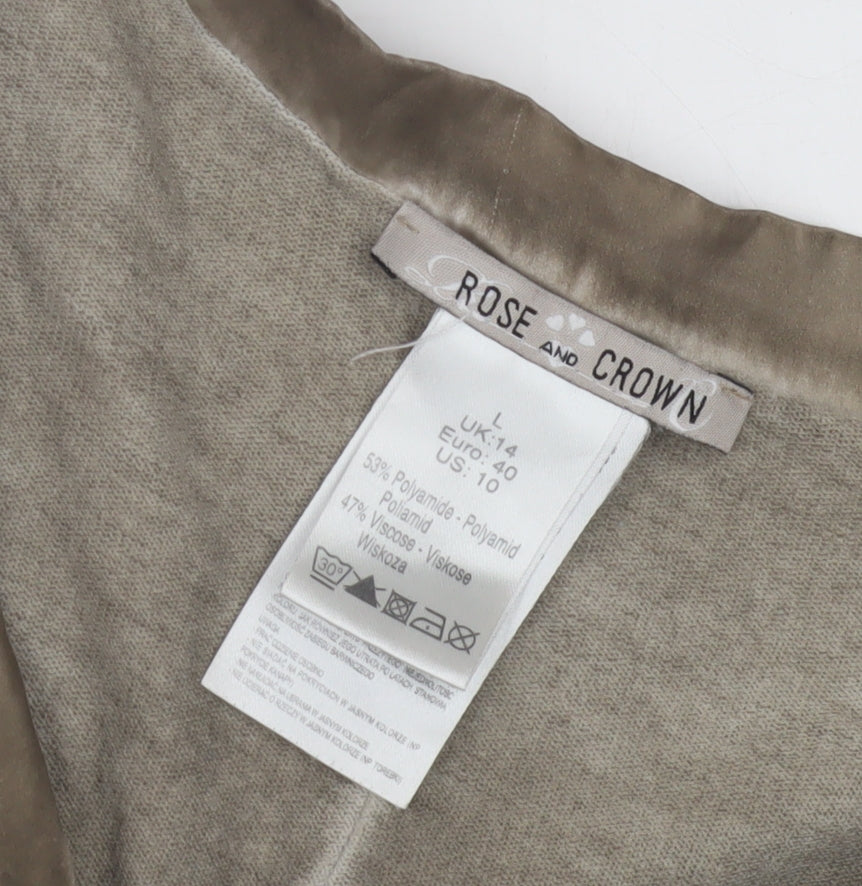 Rose and Crown Women's Beige V-Neck Top, Size L