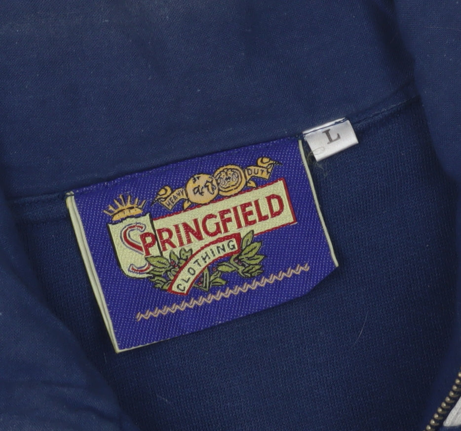 Mens UK Size L Springfield Blue 1/2 Zip Sweatshirt
