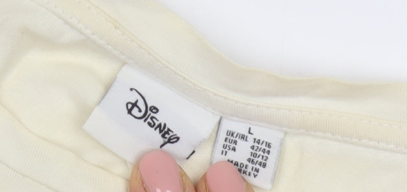 Womens UK Size L Disney Beige Basic T-Shirt