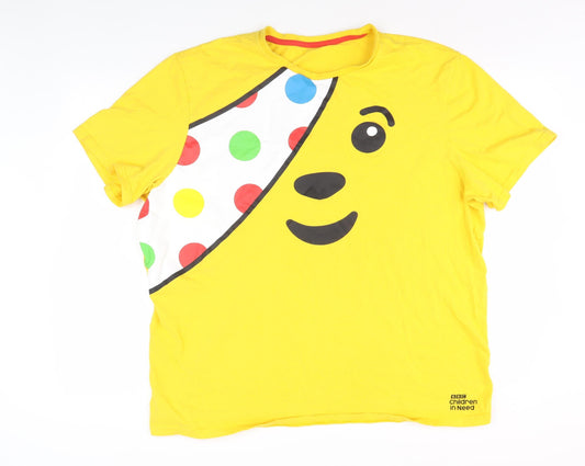 Additional front view of George Yellow 2XL unisex bbc cartoon t-shirt