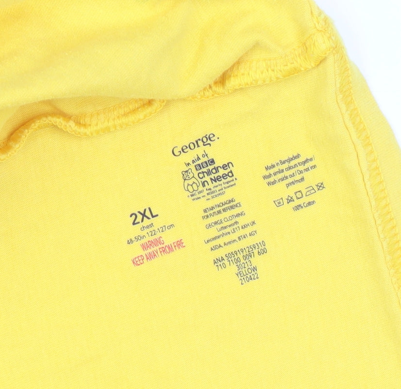 Unisex Adults UK Size 2XL George Yellow T-Shirt