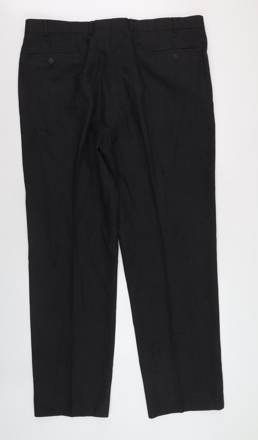 Marks and Spencer Men's Black Wool Trousers Size 42