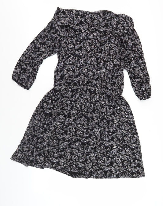 Next Women's Black V-Neck Paisley Dress Size 14