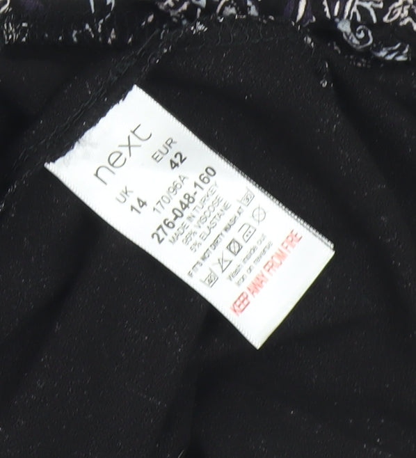 Next Women's Black V-Neck Paisley Dress Size 14