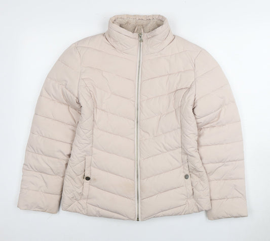 Womens UK Size 8 Miss Selfridge Beige Puffer Jacket