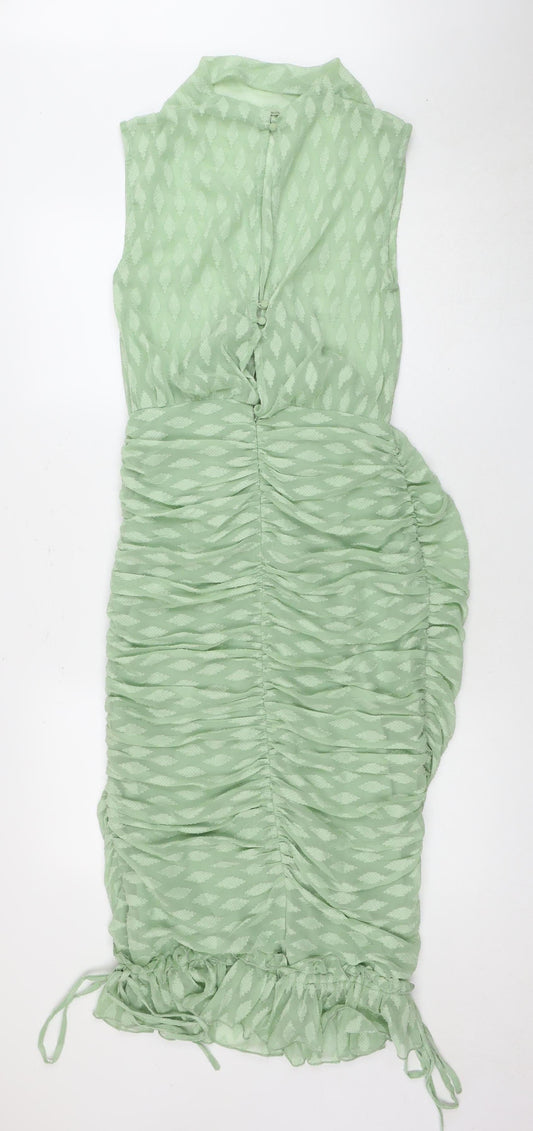 ASOS DESIGN Women's Green Ruched Dress Size 10