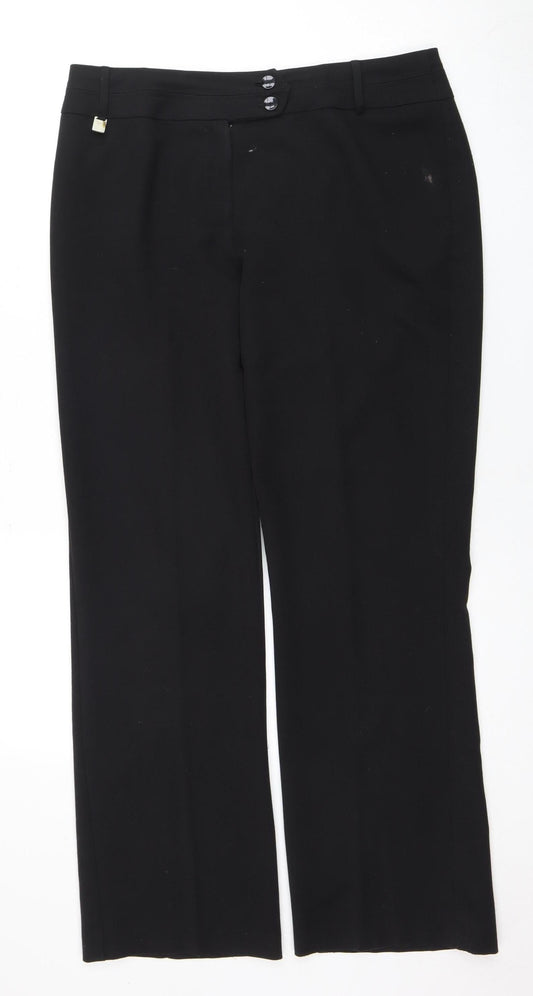 Womens UK Size 12 David Emanuel Regular Fit Black Trousers