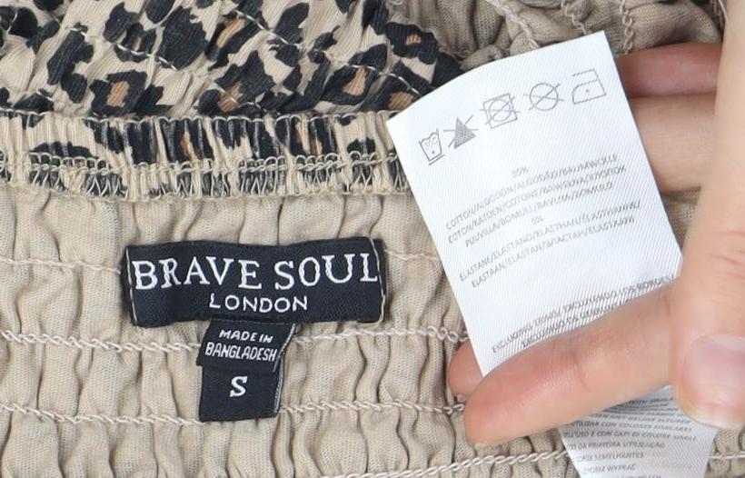 Womens UK Size S Brave Soul Beige Basic Blouse